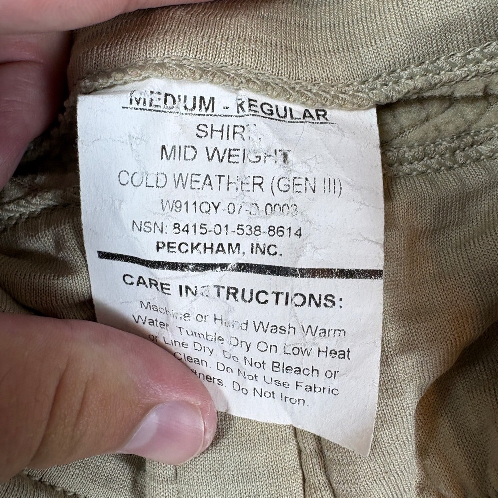 Peckham Shirt Mens Medium Gen III Cold Weather Mid Weight Grid Fleece Tan - Picture 3 of 7